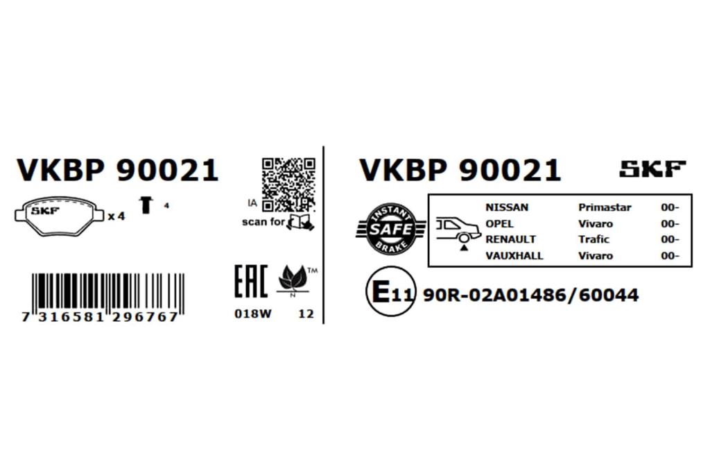 Jogo de 4 pastilhas de travão SKF ref. VKBP 90021